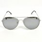 12 Pairs Medium Aviator Sunglasses Silver Frame Silver Mirror Lenses