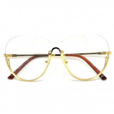 12X Classic Vintage Retro Style Clear Lens EYE GLASSES Large Gold/Silver Frames