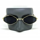 Mens VINTAGE RETRO Style Smoke Lens EYE GLASSES Gold Diamond Shape Hexagon Frame
