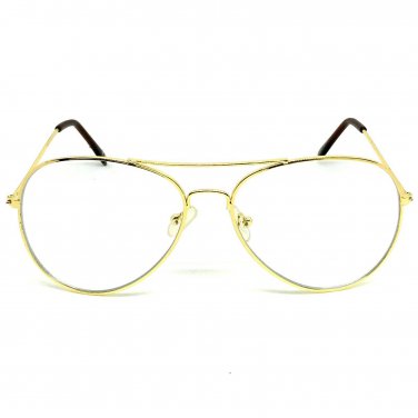 OVERSIZED VINTAGE AVIATORS Style SUN GLASSES Clear Lens Slight Tint Gold Frame