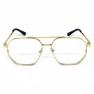 Mens OVERSIZED VINTAGE RETRO Style Clear Lens SUN GLASSES Large Gold Metal Frame