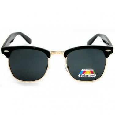 CLASSIC VINTAGE 60's RETRO Style SUN GLASSES SHADES Black & Gold Frame Dark Lens