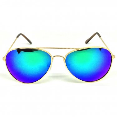 Green Blue Flash Aviator Sunglasses Vintage Mirror Lens New Mens Womens Fashion