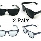 2 MEN Sunglasses Wayfare Super Dark Black & Silver Mirror lens bundle