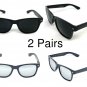 2 MEN Sunglasses Wayfare Super Dark Black & Silver Mirror lens bundle