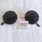 Women's Black Lens Retro Round Circle Eye Glasses Metal Frame Small Rose Gold