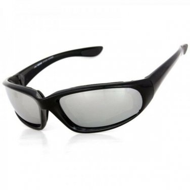 Mirror Outdoor Motorcycle Biker Foam Padded Black Wrap Biker Sunglasses