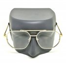 Square Clear Lens Gold Trim Hip Hop Glasses