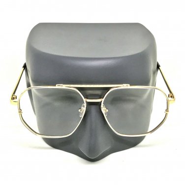 Square Clear Lens Gold Trim Hip Hop Glasses