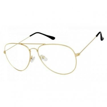 Vintage Classic Aviator Style Eyewear Clear Lens Gold Fashion Retro Eyeglasses