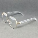 Mens Women Geometric Fashion Gold/Silver Sunglasses with Clear Lens