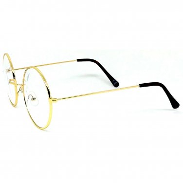 Mens CLASSIC VINTAGE RETRO Style Clear Lens EYE GLASSES Small Gold Fashion Frame