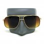 Mens Retro Vintage Metal Bar AVIATOR Designer Fashion Gold Sunglasses for Men