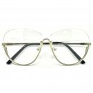 Semi-Rimless OVERSIZE VINTAGE RETRO Style Clear Lens Sun Glasses Silver  Frame