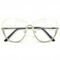 Semi-Rimless OVERSIZE VINTAGE RETRO Style Clear Lens Sun Glasses Silver  Frame