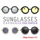 Unisex Round Retro Sunglasses Vintage Glasses Circle Classic Bee Letter Eyewear