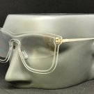 Mens Women CLASSIC VINTAGE Style Clear Lens EYE GLASSES Transparent & Gold Frame
