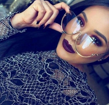 Modern Oversized Semi-Rimless Clear Lens Glam Fashion Vintage Women Eyeglasses