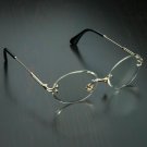 Round Cut Rimless Gold Frame Luxury Hip Hop Fashion Mens Clear Lens Glasses