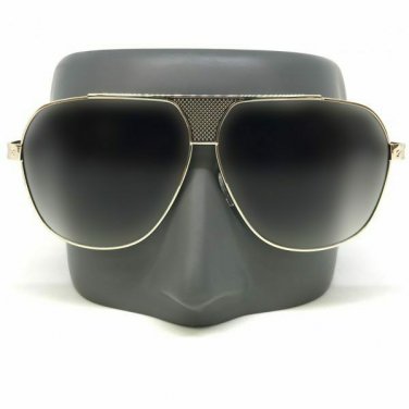 Oversized Square Aviator Metal Bar Retro Frame Men Gold Frame Sunglasses