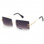 Mens Rimless Vintage Gold Rectangular Frame Retro Purple Tint Sunglasses