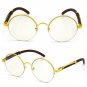 Men's CLASSY SOPHISTICATED Clear Lens EYE GLASSES Round Gold & Wood Wooden Frame