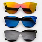 Oversized Round Mirrored Flat Color Lens Futuristic Chic Sunglasses