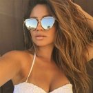 Large Oversized Cat Eye Sunglasses Metal Frame Flat Mirror Lens Women Fashion