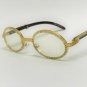 Men's Vintage Retro Gold Clear Lens Wood Frame Hip Hop Iced Cz Fashion Glasses