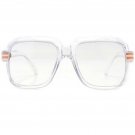 Gold or Silver Metal Accent Clear Frame & Lens Rap DJ Gazelle Style Sun Glasses