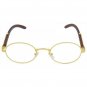 Mens CLASSY MODERN Clear Lens EYE GLASSES Oval Gold & Wood Wooden Effect Frame