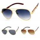CLASSY ELEGANT AVIATOR EYEGLASSES CLEAR LENS SUNGLASSES METAL WOOD FRAME SQUARE
