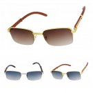 Retro WOOD BUFFS Vintage Style 90s Gangster Metal Frame Semi Rimless Sun Glasses