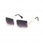 Rimless Dark Purple Tint Rectangle Gold Frame Retro Mens Fashion Sunglasses