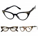 50's Retro Vintage Sexy Cat Eye Black Clear Gradient Frame Eyeglasses