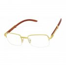 Mens Women Retro Vintage Clear Lens Gold Wood Frame Fashion Eye Glasses Designer