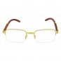 Mens CLASSY MODERN SOPHISTICATED Clear Lens EYE GLASSES Gold & Wood Wooden Frame