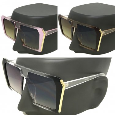 Flat Top Betty Huge  Over-sized XXL Big SHIELD Square Women and Men Sunglasses