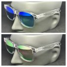 Ice Pop Unisex Summer Sunglasses Square Clear Frame Gradient Mirrored Lens UV400