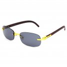 Men Classy Sophisticated Elegant RETRO Style SUN GLASSES Rimless Gold Wood Frame