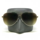 OVERSIZED VINTAGE 70's RETRO Style SUN GLASSES Large Gold Metal Frame Brown Lens