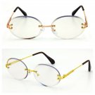 Round Cut Clear Lens Gold Frame Mens Vintage Retro Style Hip Hop Eye Glasses