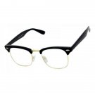 Mens Women CLASSIC VINTAGE RETRO Style Clear Lens EYE GLASSES Black & Gold Frame