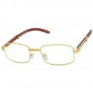 Men's Sophisticated CLASSY ELEGANT Exotic Clear Lens EYE GLASSES Gold Wood Frame