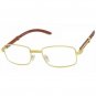 Men's Sophisticated CLASSY ELEGANT Exotic Clear Lens EYE GLASSES Gold Wood Frame