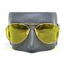 Men's Women CLASSIC VINTAGE RETRO Style SUN GLASSES Gold Metal Frame Yellow Lens
