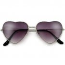 Vintage Fashion Lolita Silver Heart Shaped Aviator Metal Frame Women Sunglasses