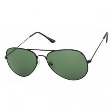 Men's CLASSIC VINTAGE RETRO Style SUNGLASSES Black Metal Frame Green Glass Lens