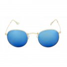 RETRO Aviator ROUND SUNGLASSES SLIM TEMPLE COLOR MIRRORED LENS