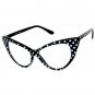 VINTAGE RETRO CAT EYE Style Clear Lens EYE GLASSES Black & White Polka Dot Frame